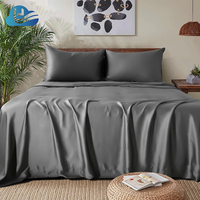 Parure de lit Cloudland 100% fibre de bambou, design moderne tissé, comprend des draps ajustés King Size et une housse de couette pour l'été