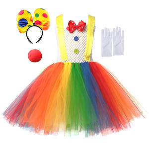 Costume de clown d'Halloween, tutu arc-en-ciel, costume de clown amusant pour filles, tenue de <span class=keywords><strong>blague</strong></span> de carnaval avec collier, bandeau, nez, gants, 2-10 <span class=keywords><strong>ans</strong></span> - Product Image 3