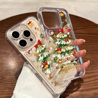 Coque de téléphone transparente en TPU avec motif de sapin de Noël, fine, antichoc, avec cadre de protection de l'appareil photo surélevé pour 17/16/15/14/13 Pro Max OEM