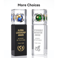 Trophée globe en cristal personnalisé de haute qualité, design unique bleu-vert, souvenir pour employés, récompense sportive