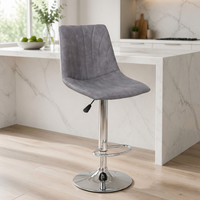 Chaise de bar JOHOOFURNITURE en cuir PU gris mat avec surpiqûres ergonomiques réglables – Tabouret de bar en gros pour comptoir