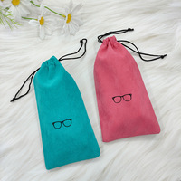 Emballage de lunettes de soleil rectangulaires à la mode en gros sac à cordon sac de rangement pour étui à lunettes en tissu floqué coloré