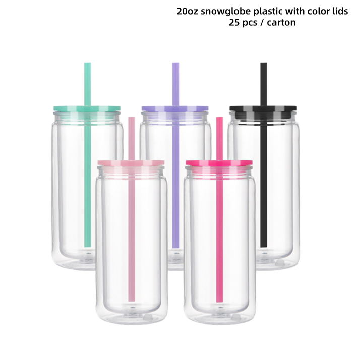20oz snowglobe plastic with color lids