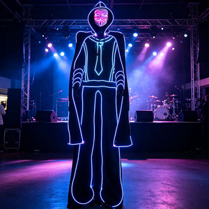Costume de Clown Lumineux à Fibres Optiques LED pour Spectacle de <span class=keywords><strong>Cirque</strong></span>, Fête d'Halloween, Performance Scénique, Défilé de <span class=keywords><strong>Carnaval</strong></span> - Product Image 1