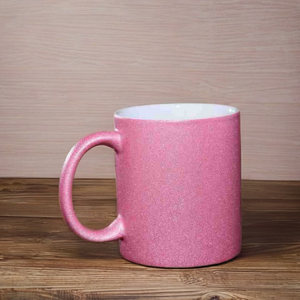 Wholesale 11oz 13oz 15oz Porcelain <strong>Travel</strong> <strong>Mugs</strong> White <strong>Pink</strong> Glitter Sublimation Ceramic Cups for Coffee for Weddings Christmas - Product Image 1