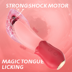 Vibratore a Forma di Rosa con Stimolatore Linguale in Silicone Morbido, Ricaricabile USB, Impermeabile, Giocattolo Sessuale Femminile per Stimolazione Clitoridea - Product Image 3
