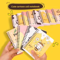 Niedliches Cartoon-Tagebuch A6 Spiralgebundenes Loseblatt-Notizbuch für Schüler mit Tasche - Geschenk-Memo-Schreibwaren