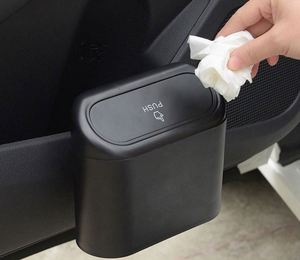 Cubo de Basura Cuadrado Negro de ABS para Coche, Contenedor Colgante para Desechos de Vehículo, Caja de Almacenamiento de Polvo con Tipo de Presión, Organizador Interior para Auto - Product Image 2