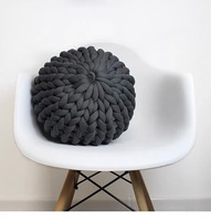 Pouf décoratif en coton doux tricoté en tube, coussin en forme de citrouille, coussin en tricot épais pour la décoration de la maison, lit et canapé