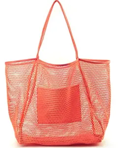 Large Custom Logo Insulated Tote Foldable Bolso De Playa Waterproof Eva Mesh Beach Bag