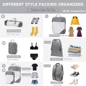 Luggage Storage 6 Pcs Organizer Bag for Carry on <b>Suitcases</b> <b>Foldable</b> Travel Cubes Set - Product Image 2