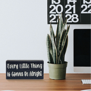 Tutto andrà bene, piccino, piccino, piccino, scritta in legno per scatola, decorazione nera da parete, scrivania, mensola, tavolo, stile rustico, per la casa - Product Image 4