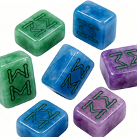 Jeu de Mahjong Américain Grand Format en Jade Vert Émeraude, Bleu Lavande, Résistant à la Décoloration, avec Tuiles en Pierre Remplies d'Encre, Articles de Collection