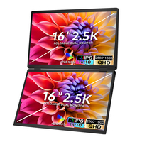Moniteur portable pliable 16 pouces 2.5K IPS HDR pour ordinateur portable Windows/Mac OS, idéal pour le gaming - Vente flash