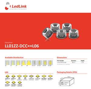 Lentille LED LedLink LL01ZZ-DCC60L06 à 60 degrés, lentille optique simple en PMMA pour Cree XP-E - Product Image 2