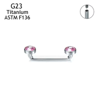 Piercing G23 en Titane à Filetage Interne avec Surface en Cristal, Barbell, Ancrage Dermal, 14G, Micro-Piercings, Bijoux Corporels
