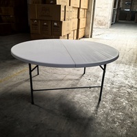 Prix d'usine, siège de 10 personnes, table ronde pliante en plastique HDPE