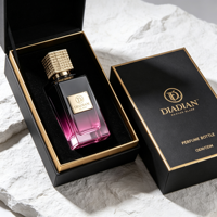 Flacon de parfum en verre personnalisé, base carrée unique et lourde, 100 ml, 50 ml, 30 ml, dégradé noir rose, flacon vaporisateur à fine brume