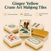 Juego de Mahjong Americano Acrílico con Patrón de Grulla Dorada Vintage, 160 Fichas, para Regalos Navideños