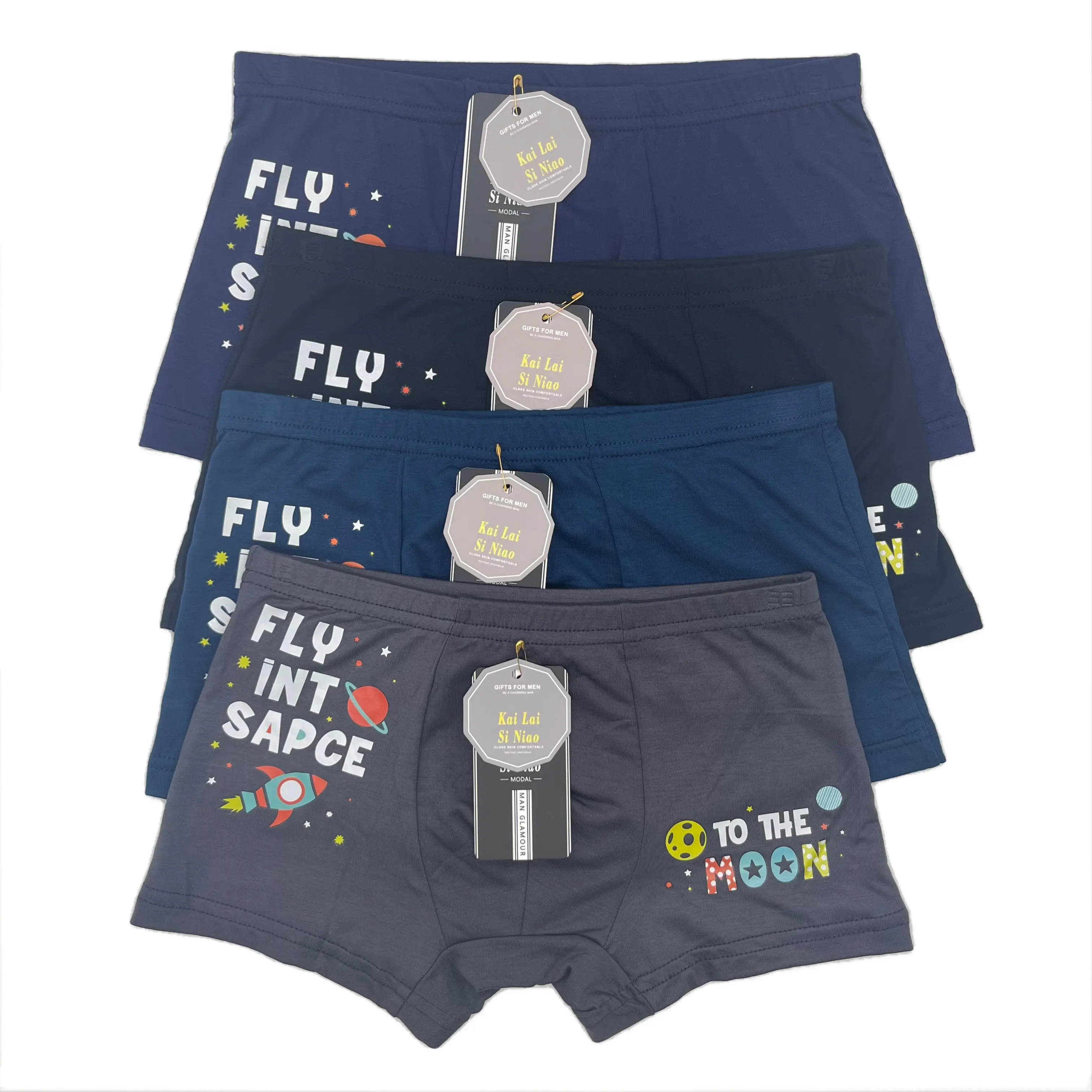 Wholesales High Quality Boy's Comfortable Boxer Underwear Kids Briefs Men's Boxer for Men Plain Printed Spandex / Rayan