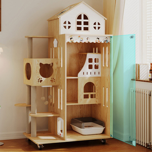 Casetta per Gatti in Legno Personalizzata, Villa per Gatti di Grandi Dimensioni, Torre per Gatti da Interno - Product Image 4