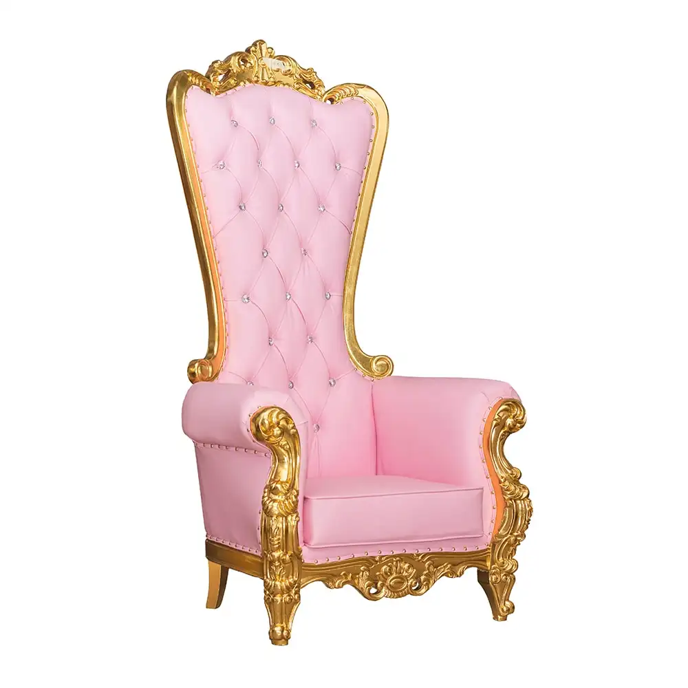Venta al por mayor, trono rosa de madera tallada para eventos a la venta
