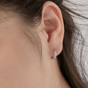 Dylam Delicate Earrings 925 Sterling <b>Silver</b> Rhodium 18K Gold Plated Double Layer 5A Zirconia <b>Clip</b>-on Hoop Earrings - Product Image 4