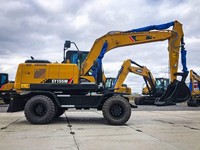 Wheel Excavator SY155W Original Genuine Product 13Ton with 0.6m³ Rock Bucket for Sale
