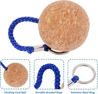 53mm En Bois Flottant Boule De Liège Porte-clés Flotteur Porte-clés pour Kayak Canotage Pêche Cerf-Volant Surf Voile Kayak Vin Boule De Liège