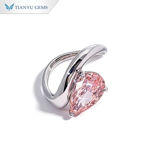 แหวนเพชรรูปทรงลูกแพร์สีชมพู Tianyu Gems แบบสั่งทำพิเศษ 10K14K18K ดีไซน์วงแหวนบิดเกลียวแบบแยกส่วน แหวนสำหรับผู้หญิง สไตล์โรแมนติก เหมาะสำหรับการขอแต่งงาน - Product Image 2