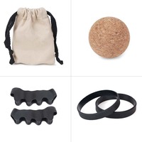 Kit de Rééducation du Pied avec Bande Élastique et Balle de Massage en Liège pour le Soulagement de la Douleur Plantaire, Support Orthopédique et Écarteur d'Orteil pour Hallux Valgus