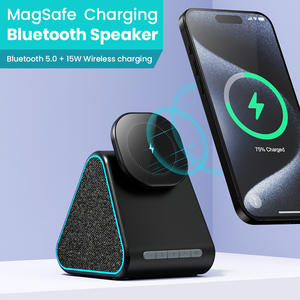 15W Fast Magnetic Wireless Charging Station Integrated Music <strong>Speaker</strong> and <strong>PC</strong> Material Desk Multi-Function with Holder - Product Image 3