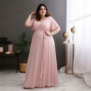 <strong>Plus</strong> <strong>Size</strong> <strong>Dress</strong> for Fat Women 4Xl 5Xl 6Xl 7Xl Short Sleeve Pink Long <strong>Bridesmaid</strong> <strong>Dress</strong> Wedding Maxi <strong>Plus</strong> <strong>Size</strong> Evening <strong>Dresses</strong> - Product Image 3