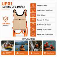 Gilet de sauvetage professionnel 150N pour rafting en eaux vives, en Oxford 600D avec mousse NBR, PFD commercial pour kayak et sauvetage aquatique