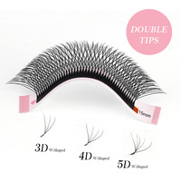 Extensions de Cils en Forme de W 3D 4D 5D 6D, Marque Privée Personnalisée, Matte Wispy C D L Lu Curl Double Tips, Volume Clover