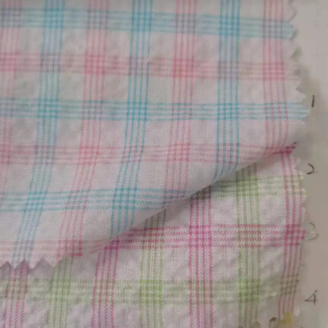 Giá Rẻ Cotton Dệt Vải Sợi Nhuộm Kẻ Sọc Kiểm Tra Seersucker Cho Bé Của Và Cô Gái Áo Sơ Mi Ăn Mặc Quần Áo