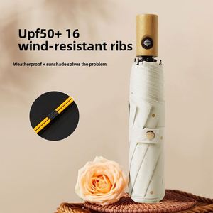 Paraguas Automático de 16 Varillas con Protección UV Solar, Plegable en 3 Secciones, Diseño Fresh Heart, Reforzado y Resistente al Viento - Product Image 1