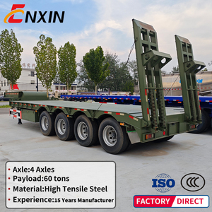 重型 3 轴 4 轴鹅颈低床拖车 50-60 吨低床半挂车，带液压坡道，用于运输推土机和挖掘机 - Product Image 1