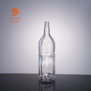 Bouteilles en verre givré personnalisables 700 ml, bouteilles à vin en verre transparent en forme de vague, adaptées aux spiritueux et aux vins de fruits - Product Image 2