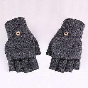 Nuevos Guantes de Lana <span class=keywords><strong>100</strong></span>% Tejidos con Diseño Jacquard a Rayas para Ciclismo de Invierno, Uso Diario, Cálidos, Tipo Concha, Medios Dedos - Product Image 5