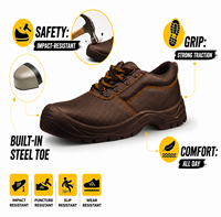 Chaussures de sécurité basses AOXIANG Rocky Buffalo S1P pour l'hiver, usage en usine, antidérapantes, avec empeigne en cuir gaufré et embout en acier