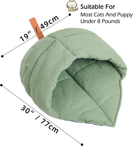 Kat Slaapzak, linnen Stof Kat Bed Cave Leaf Nest Pet Cuddle Zone Bedekt Verbergen Kap Gravende Cozy Soft Duurzaam Wasbaar Wi - Product Image 5