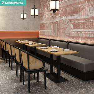 Nueva llegada gran oferta mesa de restaurante cabina de comida rápida asientos mesa de madera y juego de mesa para sillas restaurante comedor Hotel uso - Product Image 4