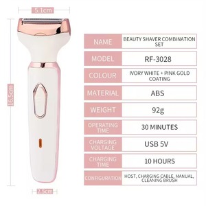 Rasoir et <span class=keywords><strong>épilateur</strong></span> multifonction rechargeable 4-en-1 pour <span class=keywords><strong>femme</strong></span>, pince à épiler électrique pour sourcils, rasoir à ressort, lavable, ABS - Product Image 2