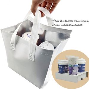 Non-woven Fabric High Quality Food Delivery Thermal Bag Outdoor Takeaway Wine Cake Food Insulated Cooler Bag With Handle - Product Image 5
