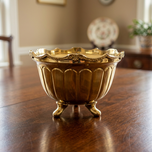 Brass Luxury Gold Double Walled Dishwasher Safe Serving <b>Bowl</b> with Legs-Arabic Majlis Centerpiece for Parties & Bakhoor Oud - Product Image 6