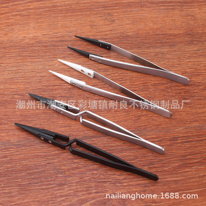Pinzas de acero inoxidable resistentes a altas temperaturas, antiestáticas, con punta reemplazable ESD-259, pinzas blancas de cerámica con - Product Image 3