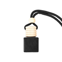 Flacon diffuseur de parfum pour voiture vide de 8 ml, noir, à suspendre, en verre, avec bouchon en bois