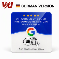 Promotion de liquidation de stocks Version allemande 12x12cm Carte NFC à puce Plaque de commentaires Google Autocollant NFC pour réseaux sociaux Instagram Facebook