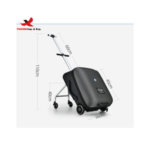 Travelling Carry on Ride on Children Kids <b>Boarding</b> Rideable Scooter Travel Trolley Cart Suitcase Rolling Truck Luggage - Product Image 2